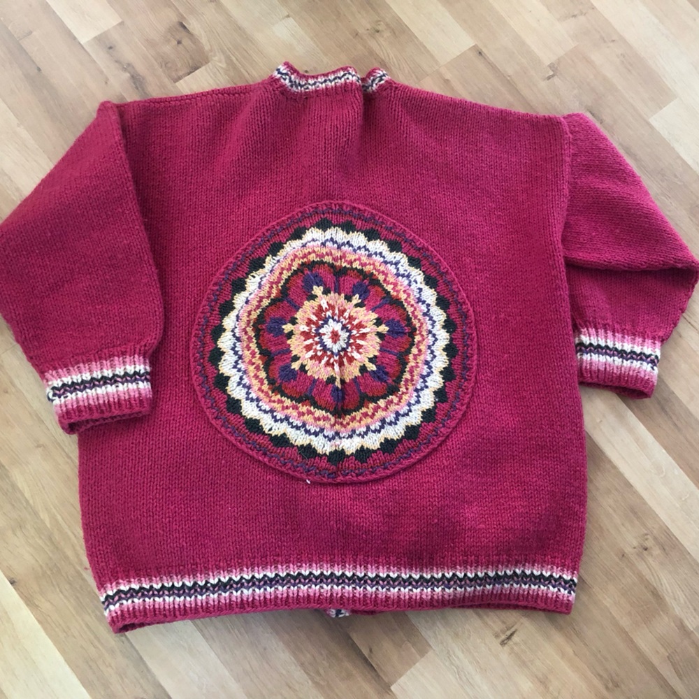 Women’s PHILOSOPHER’s Ontario Wool Hand Knit Granny Square Cardigan Size L/XL - Picture 2 of 8